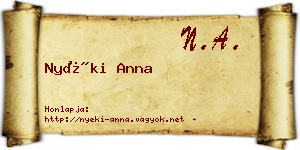 Nyéki Anna névjegykártya