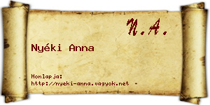 Nyéki Anna névjegykártya